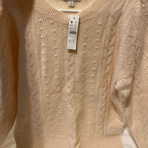 J Crew NWT Cream Pointelle Sweater, Size Med